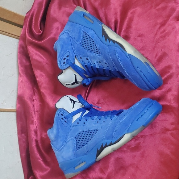 Youth Air Jordan 5 Retro BG Blue Suede Size 7Y - Picture 6 of 9